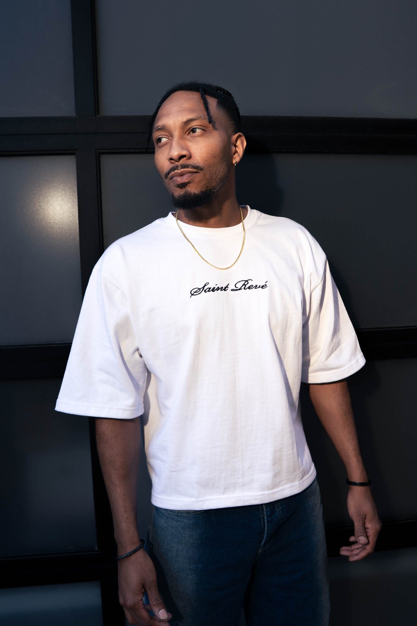 Boxy White Tee/Cream Phoenix