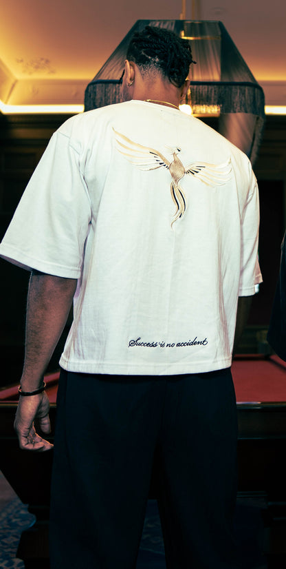Boxy White Tee/Cream Phoenix