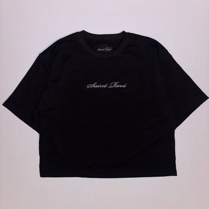 Boxy Black Tee/Cream Phoenix