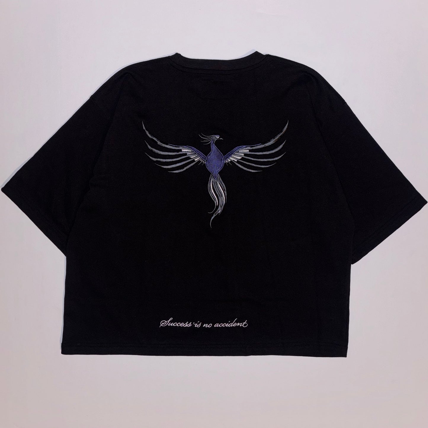 Limited Boxy Black Tee/Blue Phoenix