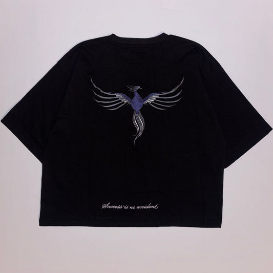 Limited Boxy Black Tee/Blue Phoenix