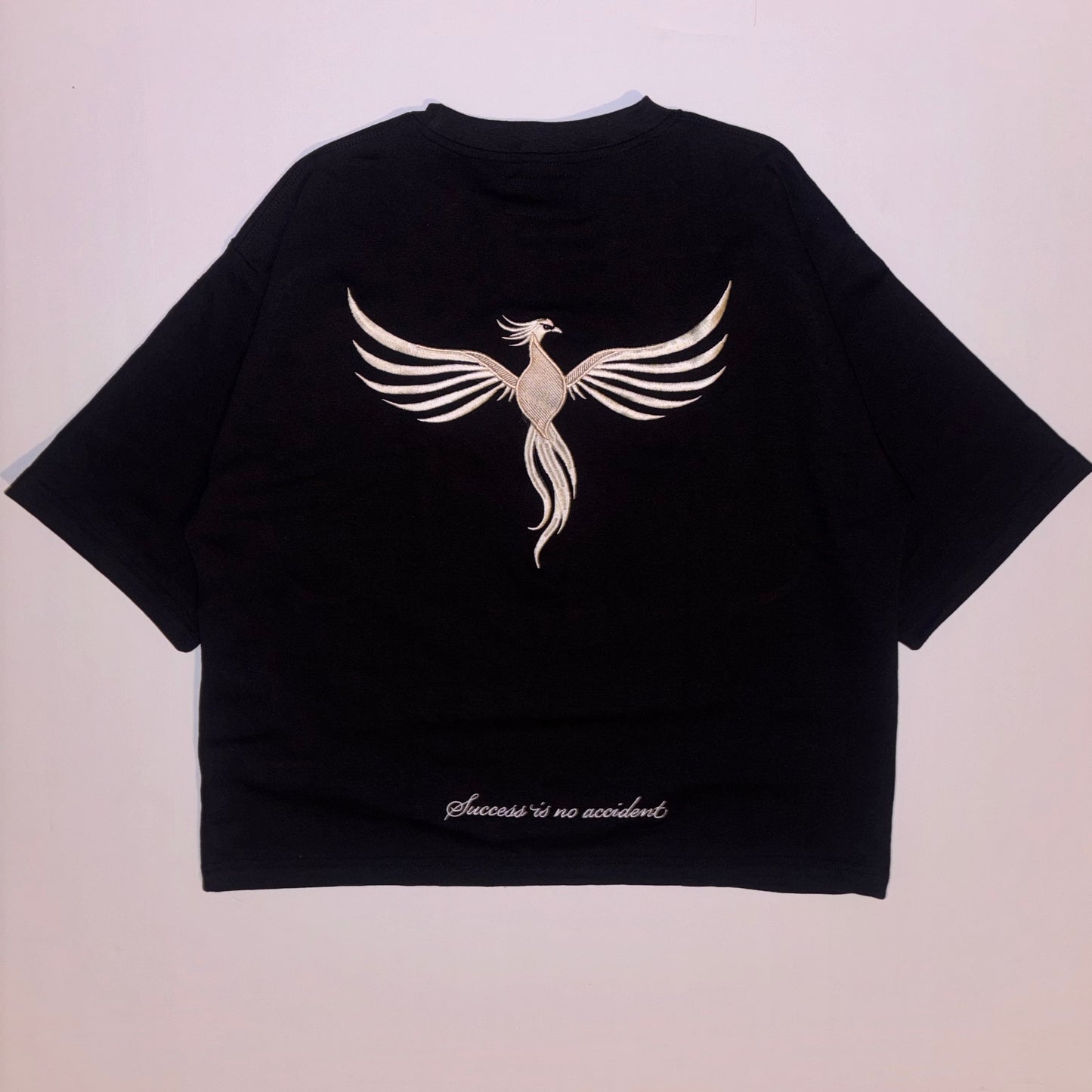 Boxy Black Tee/Cream Phoenix