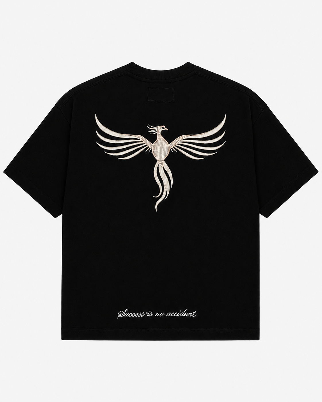 Boxy Black Tee/Cream Phoenix