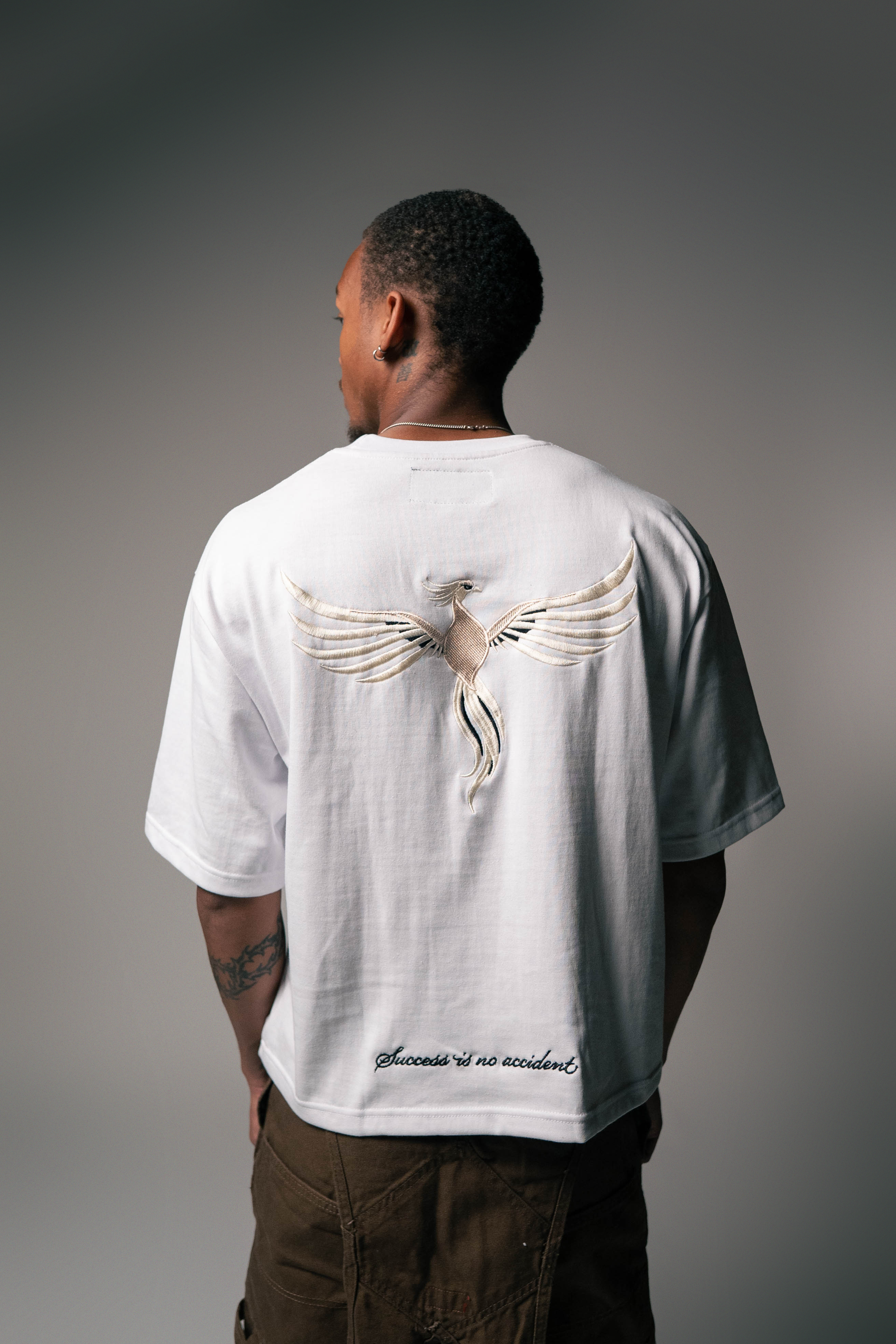 Boxy White Tee/Cream Phoenix